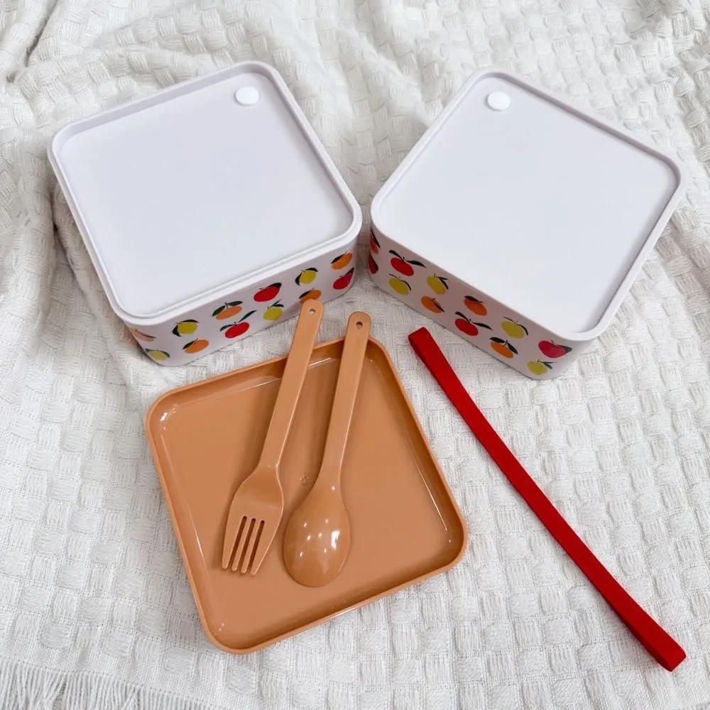 Bento Box - Studio Oh! Fruit Themed 2 Layer Bento Box with Utensils BPA FREE